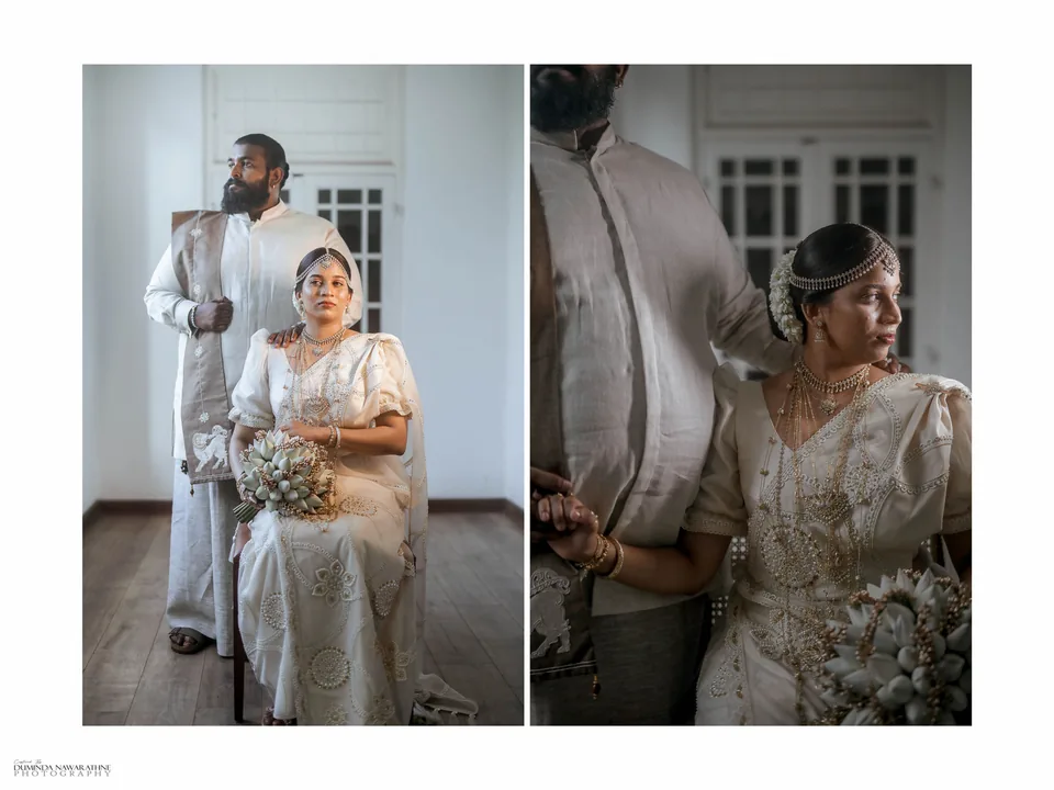 Bride and groom in national wedding attire