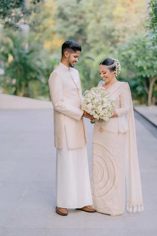 Bride and groom in national wedding attire