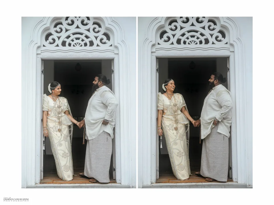 Bride and groom in national wedding attire