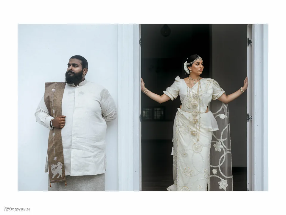 Bride and groom in national wedding attire