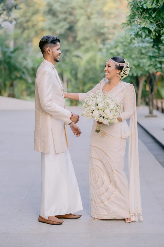 Bride and groom in national wedding attire